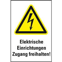Warn-Kombischild Elektrische Einrichtungen Zugang, ASR/ISO, Folie, 200x300mm