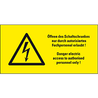 Warn-Kombischild Öffnen des Schaltschrankes nur durch.., praxisb., Folie,100x50mm