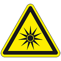 Warnschild Warnung vor optischer Strahlung, ASR/ISO, Folie, selbstkl., SL 100mm