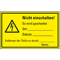 Masch.-Hinweissch.Warn.elekt.Spannung Nicht einschalten!, Magnetfolie,300x200mm