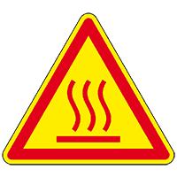 Thermo-Warnschild Warnung vor heißer Oberfläche, ASR/ISO, Polyesterfolie, SL100mm
