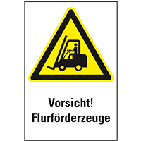 Warn-Kombischild Vorsicht!Flurförderzeuge, ASR/ISO, Kunststoff, 200x300mm