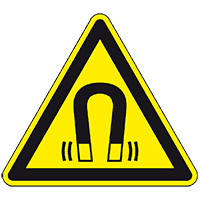 Warnschild Warnung vor magnetischem Feld, ASR/ISO, Folie, SL 100mm