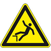 Warnschild Warnung vor Absturzgefahr, ASR/ISO, Folie, selbstklebend, SL 100mm