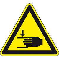 Warnschild Warnung vor Handverletzungen, ASR/ISO, Folie, selbstklebend, SL100mm