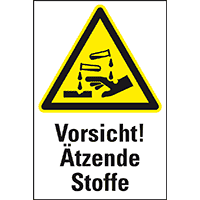 Warn-Kombischild Vorsicht!Ätzende Stoffe, ASR/ISO, Kunststoff, 200x300mm