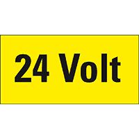 Warnschild 24 Volt, RoHS konform, Folie, selbstklebend, 52x26mm, 10/Bogen
