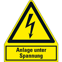Warn-Kombischild Anlage unter Spannung, Kunststoff, 210x240mm