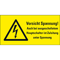 Warn-Kombisch. Vorsicht Spannung! Auch bei..., RoHS konform, Folie,52x26mm,10/BOG
