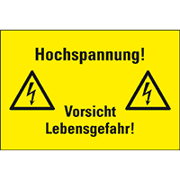 Warn-Kombischild Hochspannung! Vorsicht Lebensgefahr!, Magnetfolie, 200x120mm