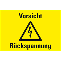 Warn-Kombischild Vorsicht! Rückspannung, Magnetfolie, 200x120mm
