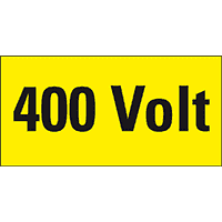 Warnschild 400 Volt, RoHS konform, Folie, selbstklebend, 52x26mm, 10/Bogen