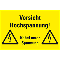 Warn-Kombischild Vorsicht! Hochspannung Kabel unter..., Kunststoff, 300x200mm