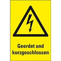 Warn-Kombischild Geerdet und kurzgeschlossen, Kunststoff, 300x200mm