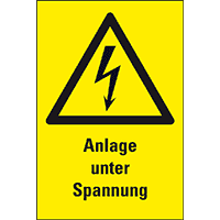 Warn-Kombischild Anlage unter Spannung, Kunststoff, 300x200mm