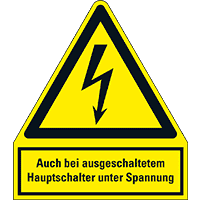 Warn-Kombischild bei ausgeschaltetem Hauptschalter, RoHS konform, Folie,100x120mm