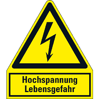 Warn-Kombischild Hochspannung Lebensgefahr, Kunststoff, 3 Bohrungen, 240x210mm