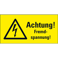 Warn-Kombischild Achtung! Fremdspannung!, RoHS konform, Folie,52x26mm,10/Bogen