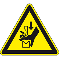 Warnschild Warnung vor Quetschgefahr, ISO, RoHS konform, Folie, SL 50mm,10/Bogen