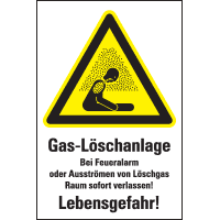 Warn-Kombischild Gas-Löschanlage, ISO, Folie, selbstklebend, 200x300mm