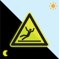 PERMALIGHT® power Warnschild Warn.vor Rutschgefahr, ISO, Folie, fluoresz., SL 100mm