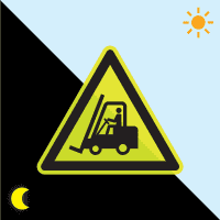 PERMALIGHT® power Warnsch. Warnung vor Flurförderzeugen, Folie, fluoresz., SL 100mm