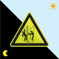 PERMALIGHT® power Warnsch. Vorsicht! Tür langsam öffnen, Folie, fluoresz., SL 100mm