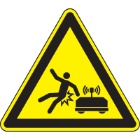 Warnschild Warnung vor Fahrerlosen Transportsystemen, praxisb., Folie, SL 100mm