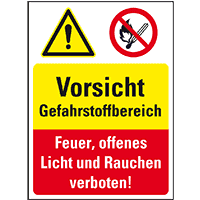 Sicherheits-Kombischild mit Symbolen, Gefahrstoffbereich..., Kunststoff,300x400mm