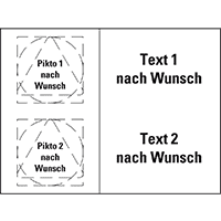 Kombischild, mit 2 Symbolen nach Wunsch, ISO 3864, Kunststoff, 200x150mm