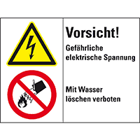 Kombischild Vorsicht! Gefährliche elektr..., gem. ISO 3864-2, Folie, 200x150mm
