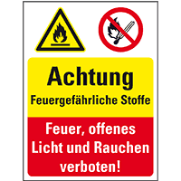 Sicherheits-Kombischild mit Symbolen, Feuergefährliche..., Kunststoff, 300x400mm