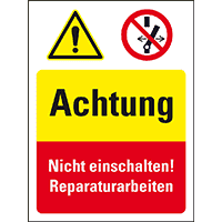 Sicherheits-Kombisch.Achtung Nicht einschalten!Reparatur.., Kunststoff,300x400mm