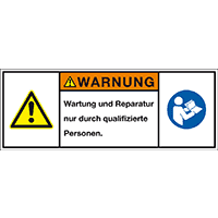 Produktsicherh.schild Warn.Wartung und Reparatur nur, RoHS konform, Folie,100x35mm