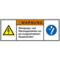 Produktsicherh.schild Warnung Reinigungs- und, RoHS konform, Folie,200x75mm