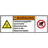 Produktsicherh.schild Warnung Verbrennungsgefahr, RoHS konform, Folie, 200x75mm