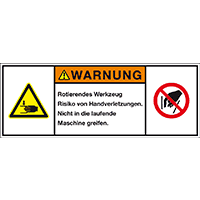 Produktsicherheitsschild Warn.Rotierendes Werkzeug, RoHS konform, Folie,100x35mm