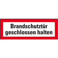 Feuerwehrschild Brandschutztür geschlossen halten, Folie, selbstkl., 297x105mm