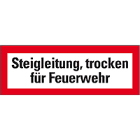 Feuerwehrschild Steigleitung, trocken für Feuerwehr, Folie, selbstkl., 210x74mm
