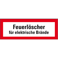 Feuerwehrschild Feuerlöscher für elektrische Brände, Kunststoff, 210x74mm