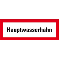 Feuerwehrzeichen Hauptwasserhahn, Kunststoff, 297x105mm