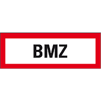 Feuerwehrschild BMZ, Folie, selbstklebend, 297x105mm