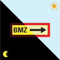PERMALIGHT® power Feuerwehrschild BMZ rechts, Folie, selbstklebend, 297x105mm