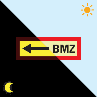 PERMALIGHT® power Feuerwehrschild BMZ links, Folie, selbstklebend, 297x105mm