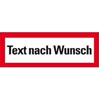 Feuerwehrschild, mit Text nach Wunsch, Folie, selbstklebend, 297x105mm