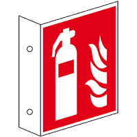 Brandschutz-Fahnenschild Feuerlöscher, ASR/ISO, Kunststoff, 200x200mm