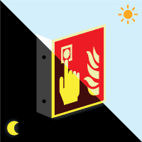 PERMALIGHT® power Fahnenschild Brandmelder, DS, ASR/ISO, Aluminium, 150x150mm