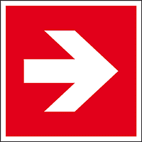 Brandschutzzeichen Richtungsangabe, ASR/ISO, Kunststoff,200x200mm