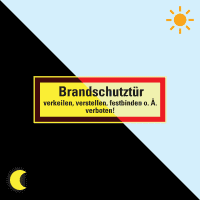 PERMALIGHT® power Feuerwehrschild Brandschutztür verkeilen..., Aluminium,210x74mm