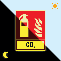 PERMALIGHT® power Brandschutz-Kombisch. Feuerlöscher CO2, ISO, Aluminium,200x270mm